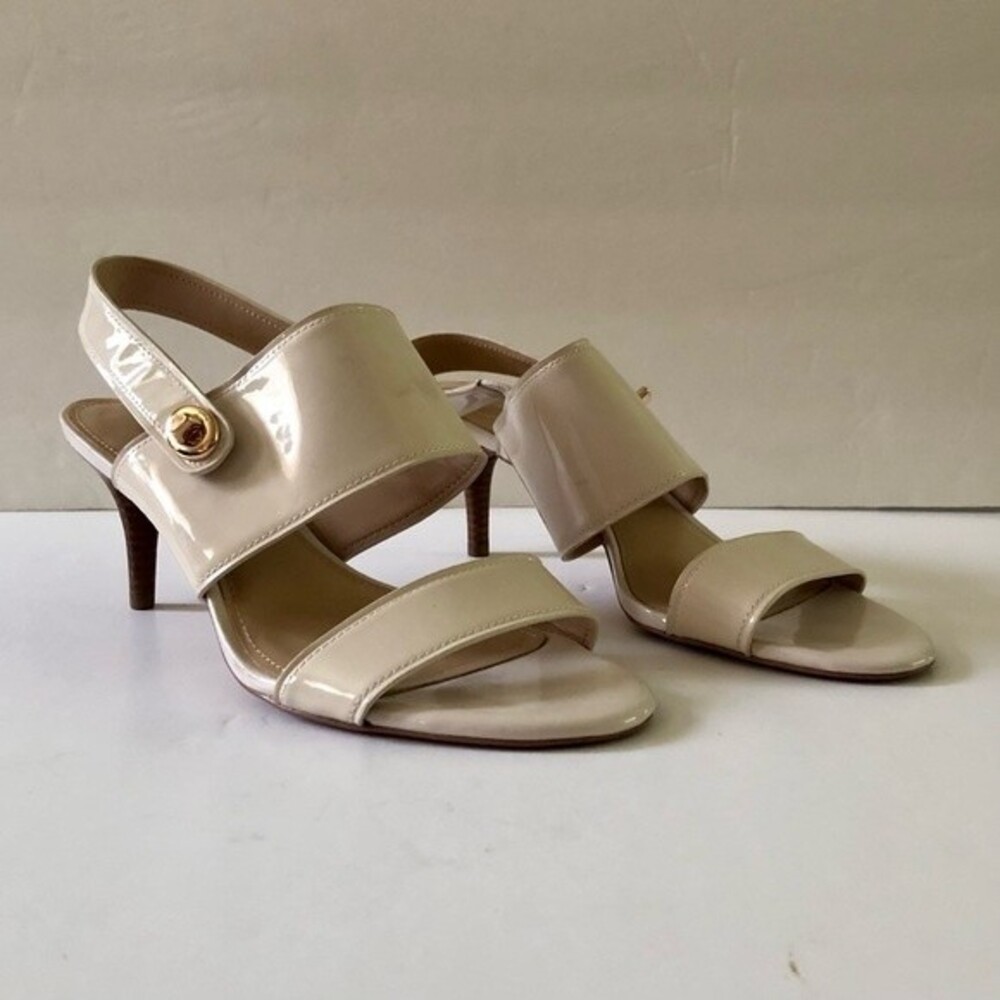 Coach Marla Slingback Patent Leather Heels Nude Size 10 B FLAWED Old Money